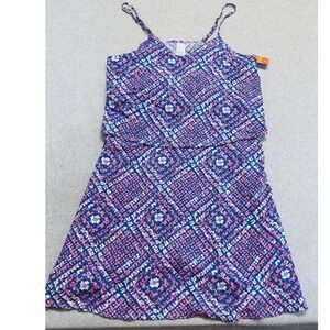 West Loop Women's XL Pink Blue Geometric Print Sleeveless Sundress‎ NWT Flowy